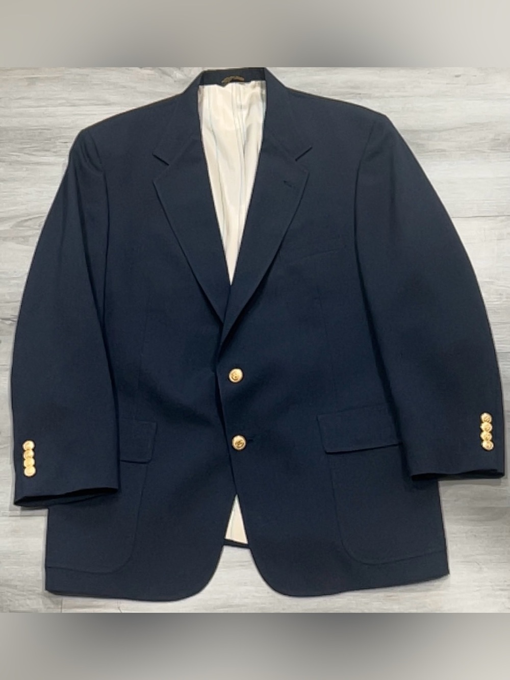 Wimbledon by Racquet Club Lord & Taylor Mens Navy Blue Gold Button Blazer 41